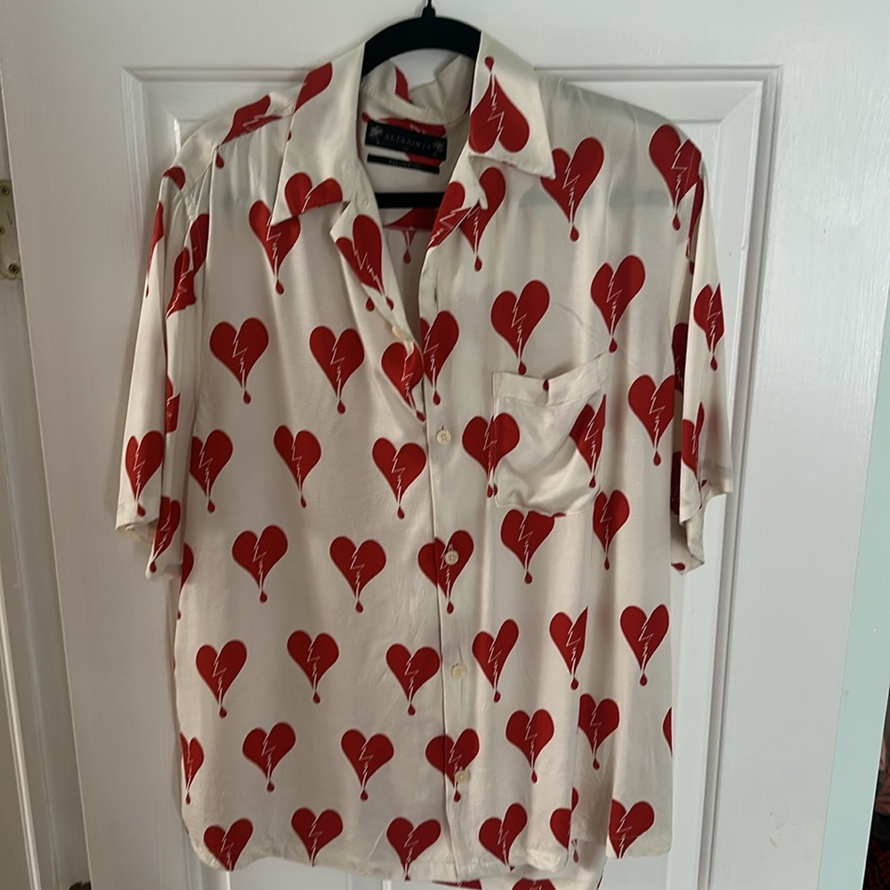 ALLSAINTS Short Sleeve Broken Heart Print Shirt - Med. - Picture 3 of 5